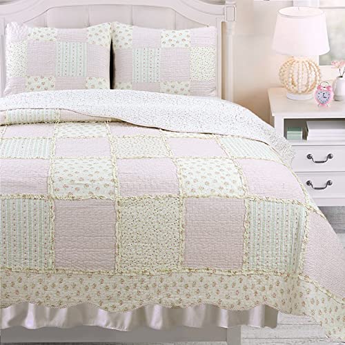 【中古】【未使用・未開封品】新しい到着。CozyラインホームFashionsライトSweetyピーチ花柄ピンク/イエロー/グリーン/ローズプリント3d Realパッチワークピュアコットンキル|AJIMURA-SHOP