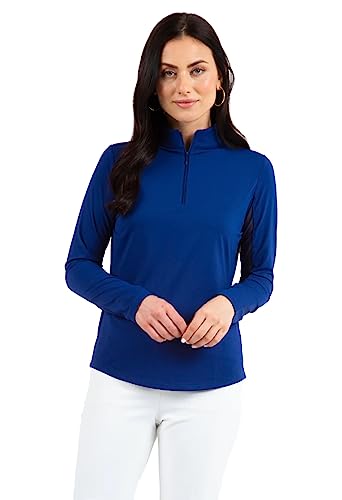 【中古】【未当て嵌める・未開封品】IBKUL Athleisure Wear 日焼押しとどめる UPF 50+ Icefil Cooling Tech 長袖 モックネックトップ 脇下メッシュ付き添い人 80000, 色つや：米国海軍 - プッディング