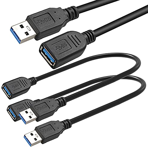 【中古】【未使用・未開封品】SAITECH IT 2 パック短長 1 フィート USB 3.0 延長ケーブル, USB 3.0 オスから女性エクステンダー ケーブル
