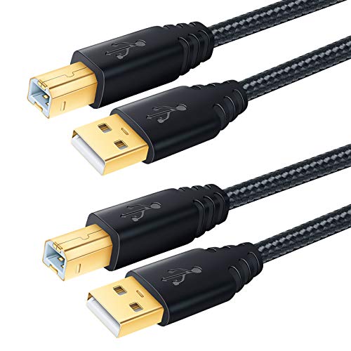 【中古】【未当てはめる・未開封品】OKRAY 2風呂敷き包みUSB 2.0ピルターケーブルナイロン編組印刷者吊りひも - A牡 - B牡有線テレビ金メッキコネクタ - 6フート（黒いこと黒いこと
