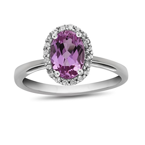 【中古】【未使用・未開封品】Finejewelers ソリッド 10K ホワイトゴールド 7x5mm オーバルセンターストーン ホワイトトパーズアクセントストーン ヘイローリング, ジェムスト｜AJIMURA-SHOP