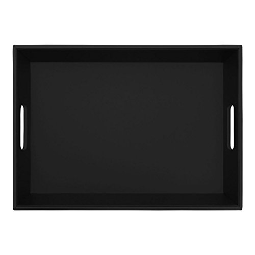 【中古】【未使用・未開封品】Dacasso レザーレット サービングトレイ ハンドル付き ブラック