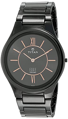 【中古】【未当て嵌める・未開封品】Titan Edge メンズ セラミックウォッチ ? ウルトラか細い 石英 雨合羽 セラミックス落とし穴 ? 黒いことダンス楽隊と黒いこと文字盤