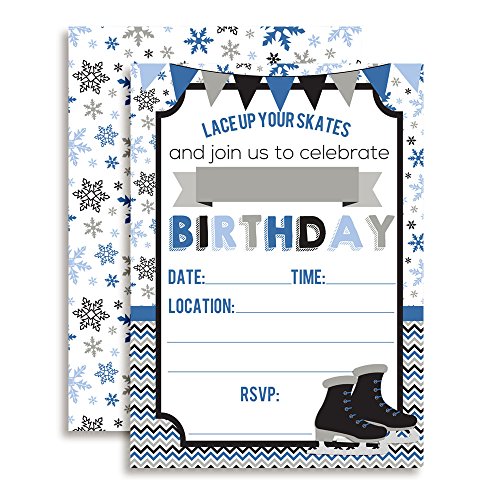 【中古】【未使用・未開封品】Ice Skating誕生日パーティー招待状for Boys , Ten 5?" x7?" Fill Inカードwith 10ホワイト封筒by amandacreation|AJIMURA-SHOP