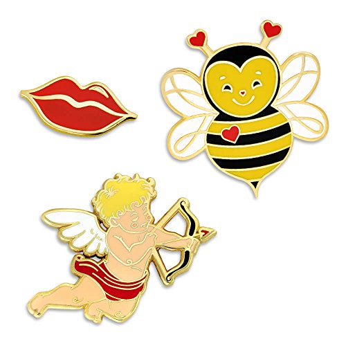 【中古】【未使用・未開封品】Pinmart 's Cupid Love Beeレッド唇Sweetestバレンタインの日エナメルラペルピンセット