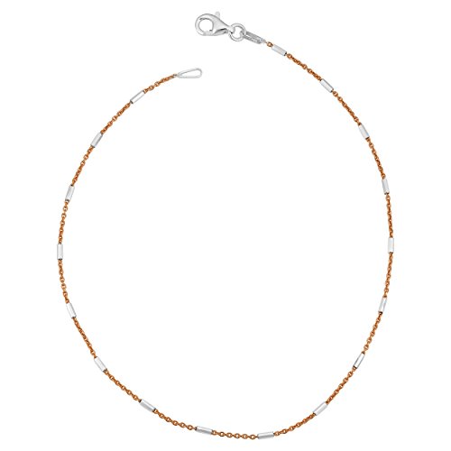 【中古】【未使用・未開封品】Kooljewelry スターリングシルバー バーステーション ローズゴールドメッキ ロロチェーンアンクレット (1.2 mm 10インチ)｜AJIMURA-SHOP
