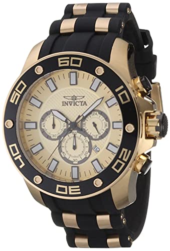 【中古】【未当て嵌める・未開封品】Invicta Men\u0027s 26088 Pro Diver Quartz Chronograph Gold Dial Watch