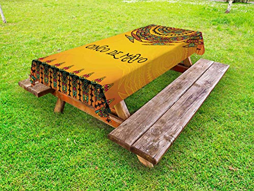 【中古】【未使用・未開封品】Mexicanアウトドアテーブルクロスby lunarable、第5?May Celebration Historical National Aztec Victory Holiday Cinco De Mayoアート、装飾Wa｜AJIMURA-SHOP