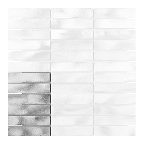 【中古】【未使用・未開封品】modket tdh229moメタルメタリックアルミニウムStackedパターンBacksplashモザイクタイルBacksplash Full Sheet 3-7/8\