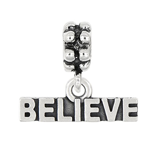 【中古】【未当てはめる・未開封品】スターリングしろがね色いぶし仕上Believeダングルビーズチャーム