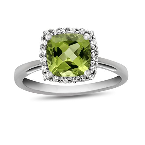 【中古】【未使用・未開封品】Finejewelers ソリッド10K ホワイトゴールド 6mm クッションカット センターストーン ホワイトトパーズアクセントストーン ヘイローリング|AJIMURA-SHOP