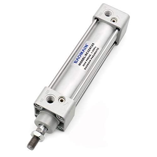 【中古】【未使用・未開封品】Baomain 空気圧エアシリンダー SC 32 x 125 PT 1/8、ボア:1 1/4インチ、ストローク:5インチ、ねじ込みピストンロッド デュアルアクション 1 Mpa