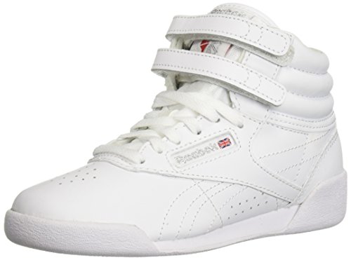 【中古】【未使用・未開封品】Reebok レディース Freestyle ハイトップ スニーカー, US-ホワイト/シルバー。, 4 Big Kid