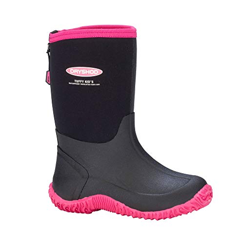 【中古】【未当て嵌める・未開封品】dryshod Kid \u0027s Tuffy Mid /ハイカットアウトドアブラック/サクラ色ブーツ10?C、tuf-kd-pn