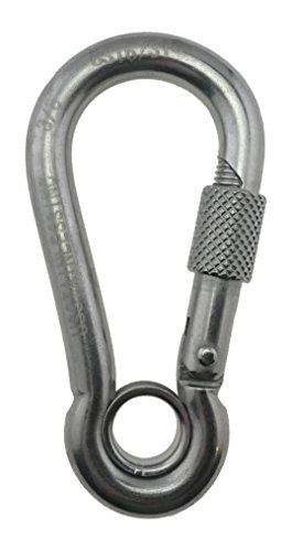 【中古】【未使用・未開封品】ステンレススチール 316 スプリングフック スクリューナットとアイレットカラビナ付き 3/8インチ (10mm) マリングレード