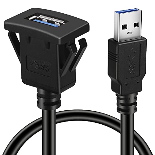【中古】【未使用・未開封品】batige Square USB 3.0パネルフラッシュマウント拡張子ケーブルwith Buckle for車トラックボートオートバイダッシュボード3?ft BTG-HEA