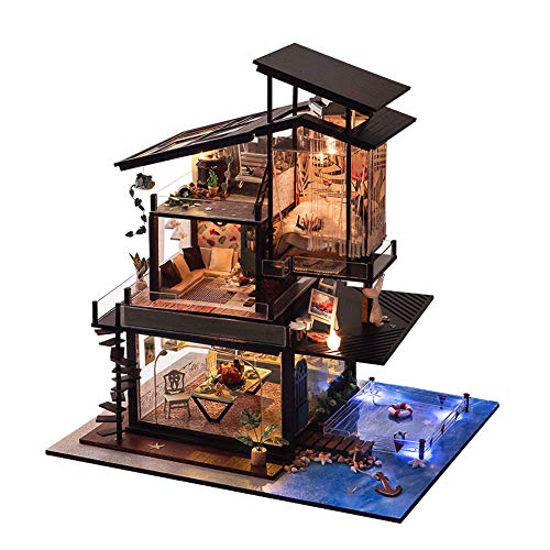 【中古】【未使用・未開封品】BEAUTY'S CASTLE DIY バレンシア 沿岸の別荘 木製ドールハウス LEDライトと木製フレーム クリエイティブな誕生日プレゼント｜AJIMURA-SHOP
