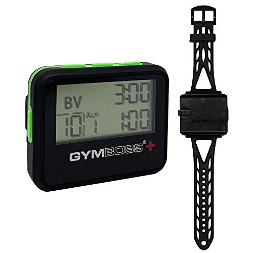 【中古】【未使用・未開封品】Gymboss PLUS インターバルタイマー & ストップウォッチ + Gymboss ウォッチストラップ ? バンドル (ブラック/グリーン ソフトコート)
