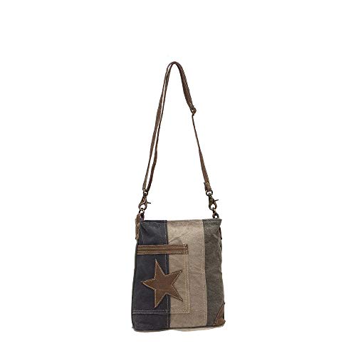 【中古】【未使用・未開封品】[Myra Bag] レデイーズ デニムUpcycledキャンバス上のスターショルダーバッグS-0950 ワンサイズ タン、カーキ、ブラウン
