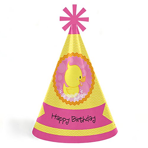 【中古】【未使用・未開封品】Pink Ducky Duck - Cone Happy Birthday Party Hats for Kids and Adults - Set of 8 (Standard Size)