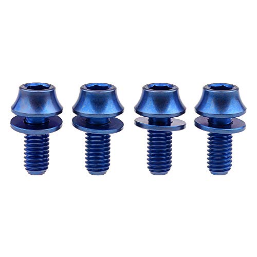 【中古】【未使用・未開封品】Wanyifa チタン M5x12mm ワッシャー付き 自転車 ウォーターボトルケージ 六角ボルト 4個パック (ブルー)