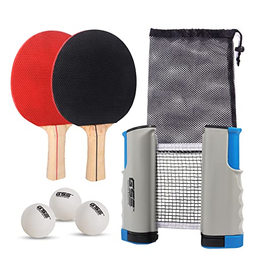 【中古】【未当て嵌める・未開封品】Retractable Anywhere Table Tennis Set with 2?Paddles \u0026 3?Balls and aメッシュストレージバッグby GSE