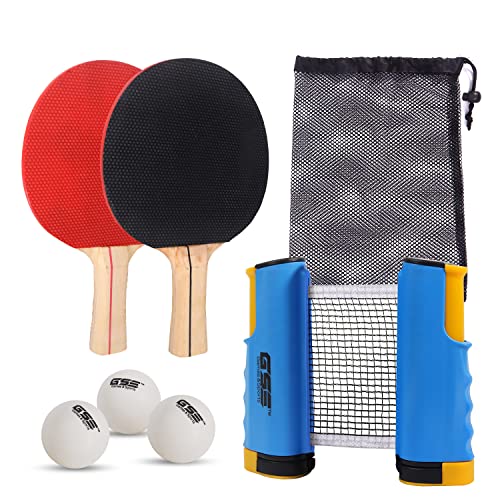 【中古】【未使用・未開封品】Retractable Anywhere Table Tennis Set with 2?Paddles & 3?Balls and aメッシュストレージバッグby GSE