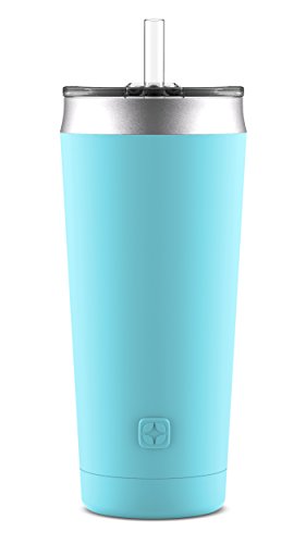 【中古】【未使用・未開封品】Ello Beacon 真空断熱ステンレススチールタンブラー オプションストロー付き 24オンス ブルースカイ