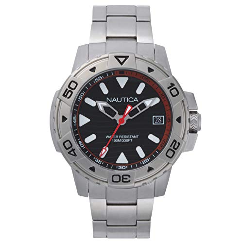 【中古】【未当て嵌める・未開封品】Nautica Men\u0027s Edgewater NAPEGT005 Silver Stainless-Steel Japanese Quartz Sport Watch