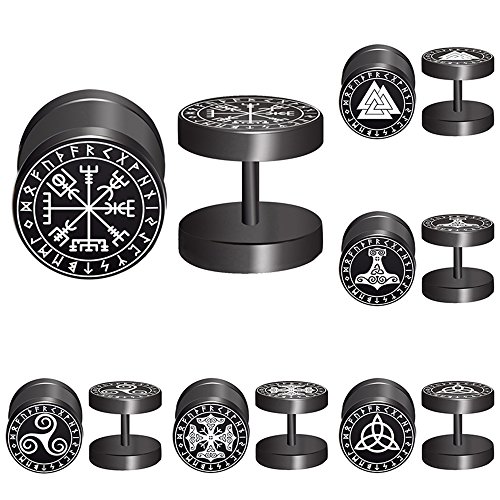 【中古】【未使用・未開封品】FYLUN バイキングイヤリング メンズ フェイクゲージ メンズピアス バイキングルーンイヤリング 幸福の意味 富 愛 パワー 強度 ステンレススチー