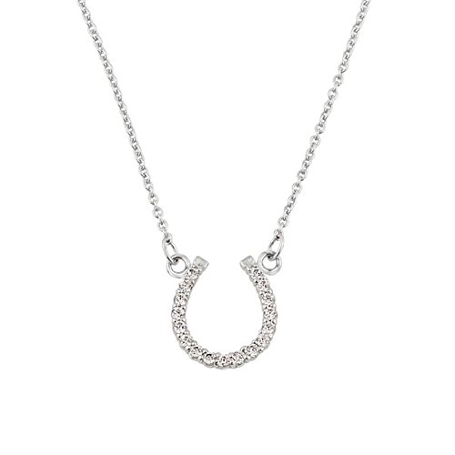 【中古】【未使用・未開封品】Fine 14?KホワイトゴールドLucky Horseshoe Charm withダイヤモンドネックレス