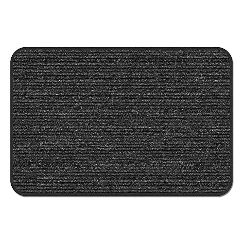 【中古】【未使用・未開封品】House, Home and More 滑り止め高耐久ドアマット チャコールブラック 2フィート×6フィート|AJIMURA-SHOP