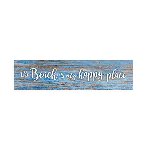 【中古】【未使用・未開封品】ビーチis my happy placeブルーDistressed 6?x 1.5パインウッド卓上つまようじSign