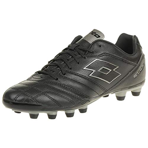 【中古】【未当て嵌める・未開封品】Lotto Stadio 300 II FG メンズ 蹴球 アウトドア なめし革 黒いこと 薄墨色 T3402 US 大きさ: 44 M EU 色つや: 黒いこと