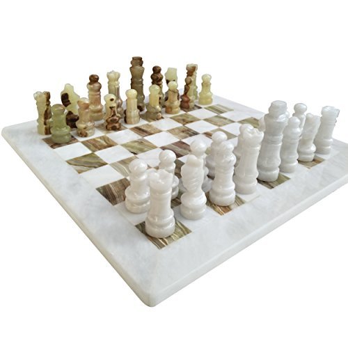 【中古】【未使用・未開封品】Handmade Staunton White and Green Onyx Marble Chess Board Game Set - Best Board Games for Home Decor Gifts - Suitable For Table Decor -