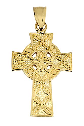 【中古】【未使用・未開封品】ソリッド14?KイエローゴールドIrish Celtic Crossトリニティペンダント