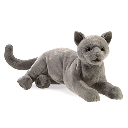【中古】【未使用・未開封品】Folkmanis Purring 猫ハンドパペット グレー 8インチ