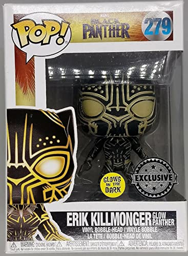 【中古】【未使用・未開封品】Funko POP Marvel: EXCLUSIVE Glow in the Dark Black Panther Movie - Erik Killmonger Glow Panther Collectible Figure