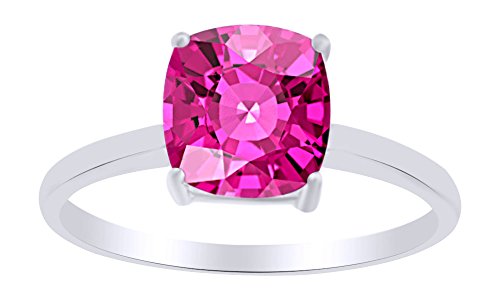 【中古】【未当て嵌める・未開封品】クッションシェイプシミュレートRuby Solitaireのエンゲージメント輪っか14?K Gold overスターリングしろがね色( 2.75カラット)