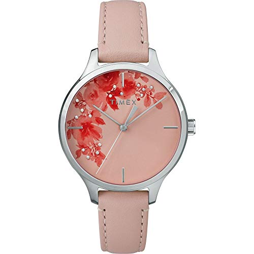 【中古】【未当て嵌める・未開封品】Timex 成人女性用水晶花柄スワロフスキーアクセント 36 粍 ウオッチ Pink/Silver Floral Accent