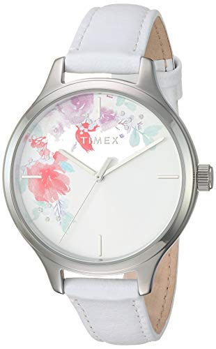 【中古】【未使用・未開封品】Timex 女性用クリスタル花柄スワロフスキーアクセント 36 mm 腕時計 White/Silver Floral Accent