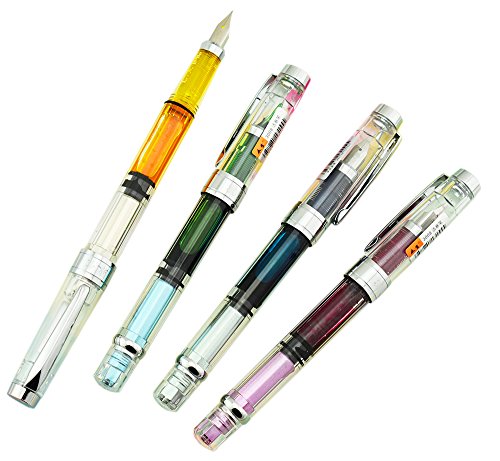 【中古】【未使用・未開封品】(3008 Silver Trim EF) - Wing Sung 3008 Piston Fountain Pen EF Extra Fine Nib,Transparent SilverTrim 4 Colours Set｜AJIMURA-SHOP