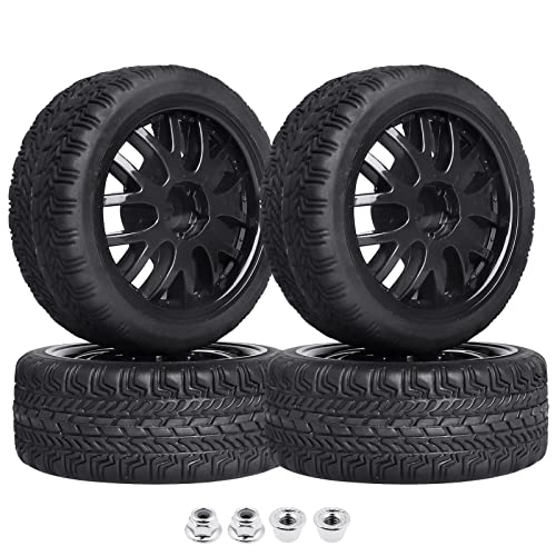 【中古】【未使用・未開封品】(4-Pack) HobbyPark Rubber Tyres & Wheels 12mm Hex Drive Hub For 1/10th Scale RC Touring Car