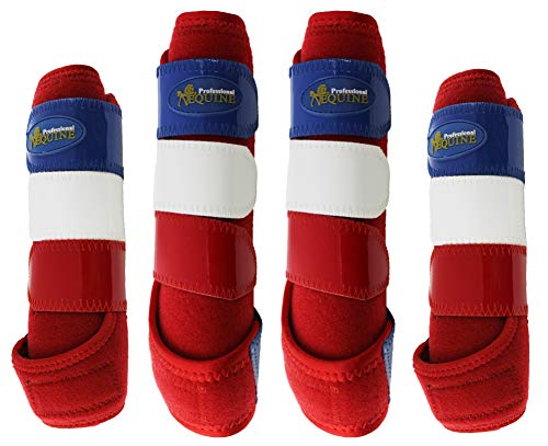 【中古】【未当て嵌める・未開封品】(Medium-Front and Rear Splint, Red Blue White) - Horse Medium Professiona Equine Sports Medicine Boots 4142-57