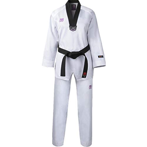 【中古】【未当て嵌める・未開封品】Mooto 3?F亭主もちTaekwondo Uniform黒いことVのど首刃針Dobok TKD 190 (180珊~190珊)(5.90フィート~6.23フィート) 白いこと
