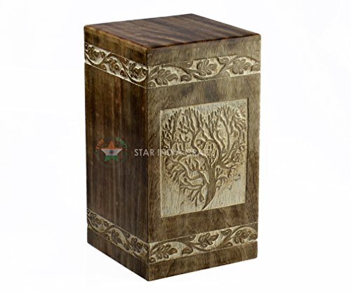 【中古】【未当て嵌める・未開封品】Tree of Life Urns for Human灰成年者用by Starバーラット手工芸品???木製の壺灰、アンティーク成年者の不死化品Urn木製ボックス席、不死化品ボックス席Urns (