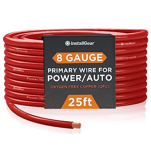 【中古】【未使用・未開封品】InstallGear 8ゲージ レッド 25フィート パワー/グラウンドワイヤー - OFC (99.9%無酸素銅)｜AJIMURA-SHOP