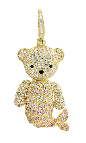 【中古】【未使用・未開封品】3d Teddy Bearマーメイドテールlimb-rotatingペンダントネックレスジュエリーゴールドoverスターリングシルバー18?"チェーン｜AJIMURA-SHOP