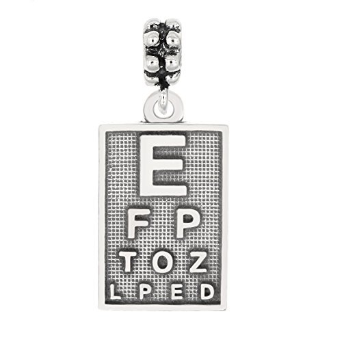 【中古】【未使用・未開封品】スターリングシルバーいぶし仕上げOptometrist Eye Doctor Eye Chartダングルビーズチャーム|AJIMURA-SHOP