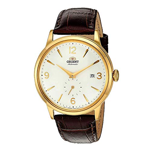 【中古】【未使用・未開封品】Orient メンズ "Bambino Small Seconds" 日本製自動巻き腕時計 レザーストラップ, 21mm ホワイト / ゴールド|AJIMURA-SHOP